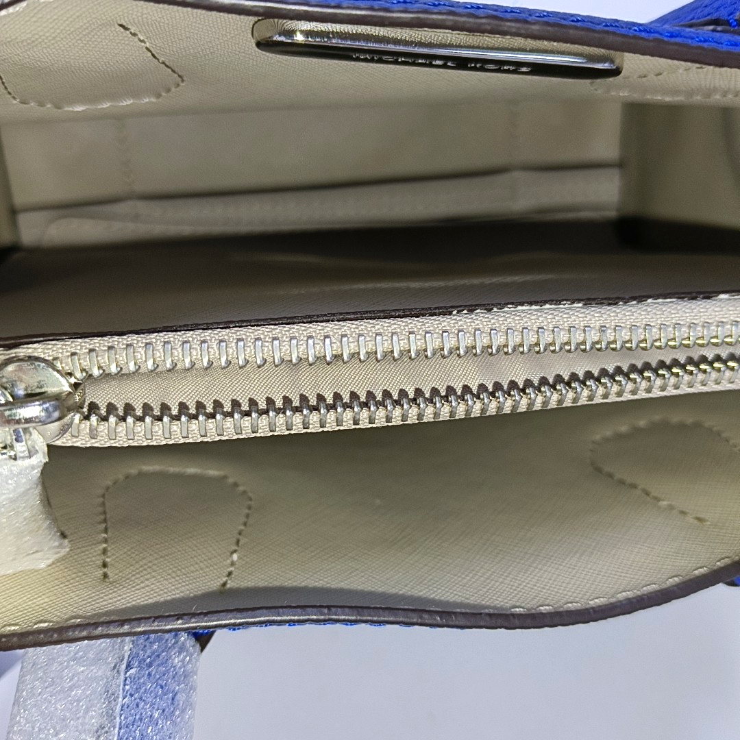 MICHAEL KORS Mercer Medium size Blue Cowhide Crossbody Tote Bag Single Shoulder Silver Hardware Removable shoulder strap-(SKU)-952037611