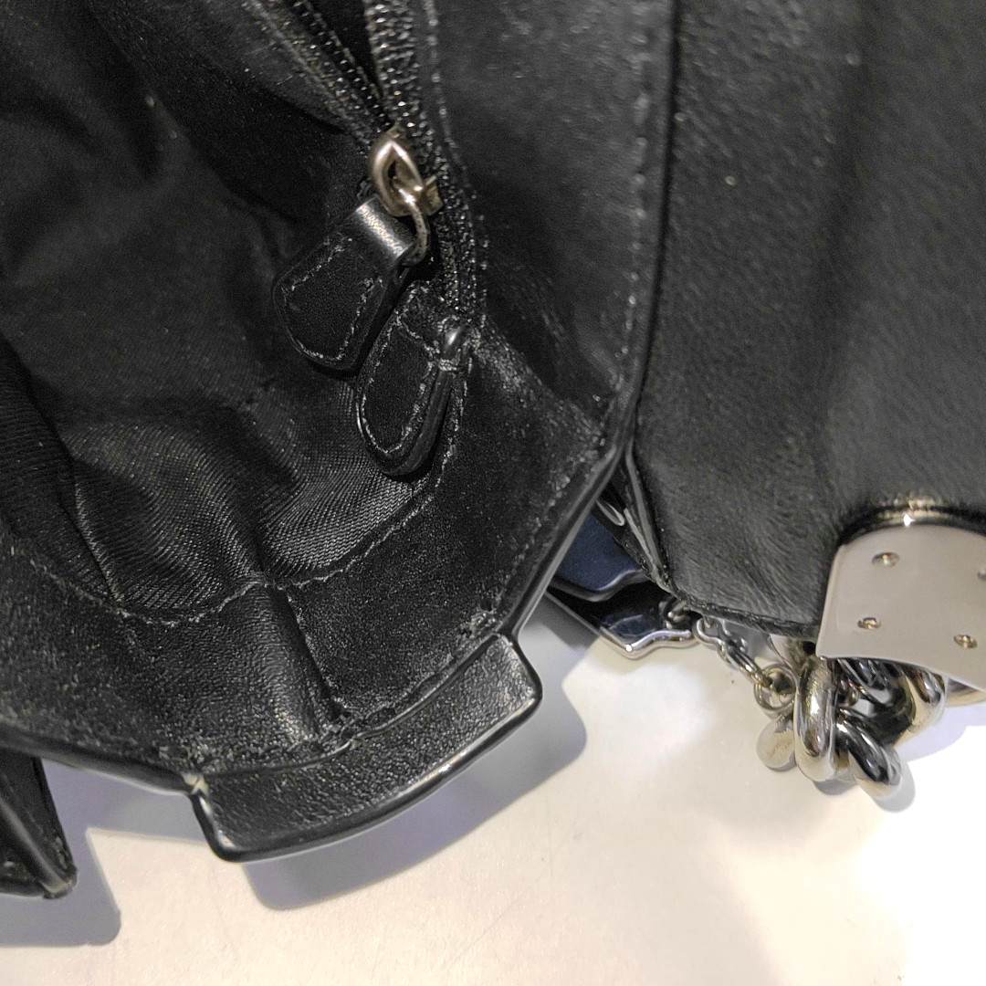 COACH SWAGGER Black Leather Studs Inlay Crossbody Bag Single Shoulder Bag Golden silver ruthenium color hardware-(SKU)-939036502