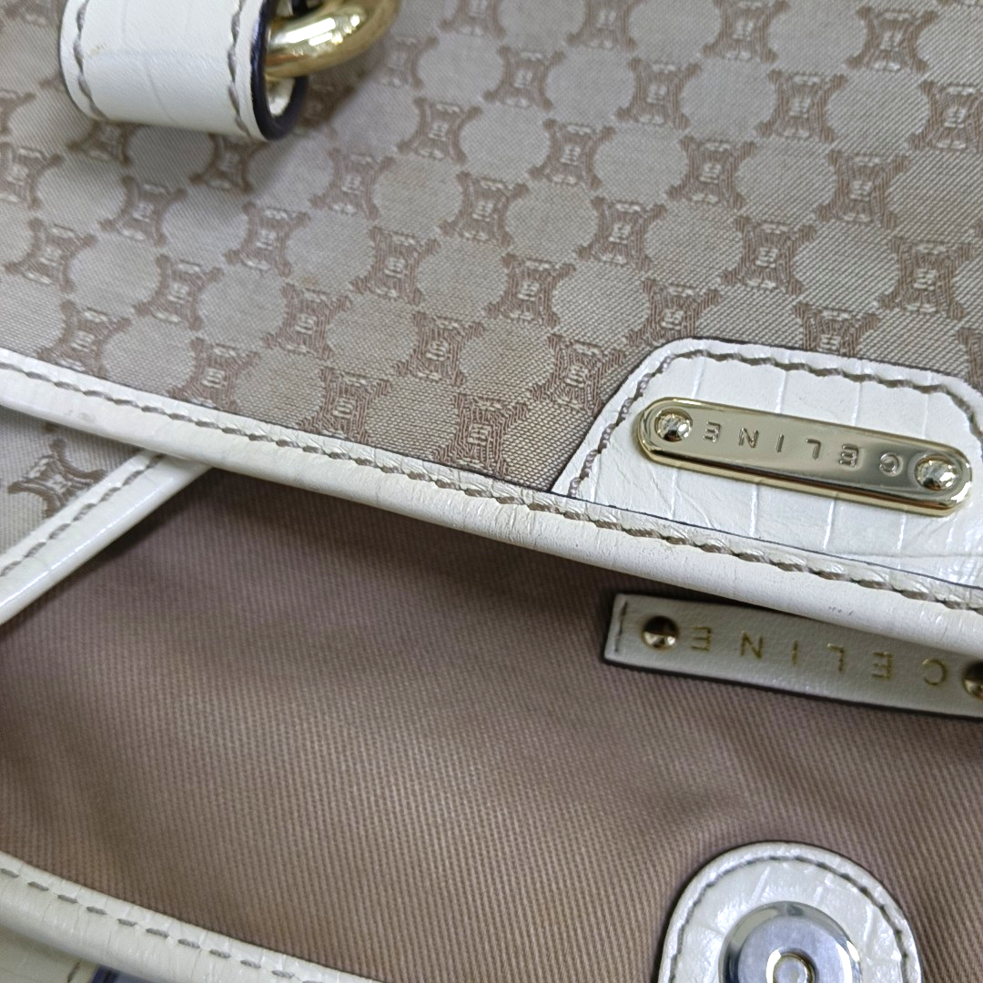 CELINE Brown Canvas Triumph Monogram Single Shoulder Bag Tote Bag Golden hardware-(SKU)-959689180