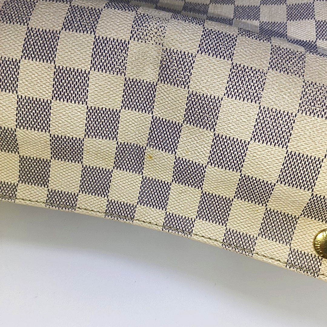 LOUIS VUITTON NAVIGLIO White Coated Canvas Chessboard Plaid Single Shoulder Bag Tote Crossbody Golden hardware-(SKU)-946272112