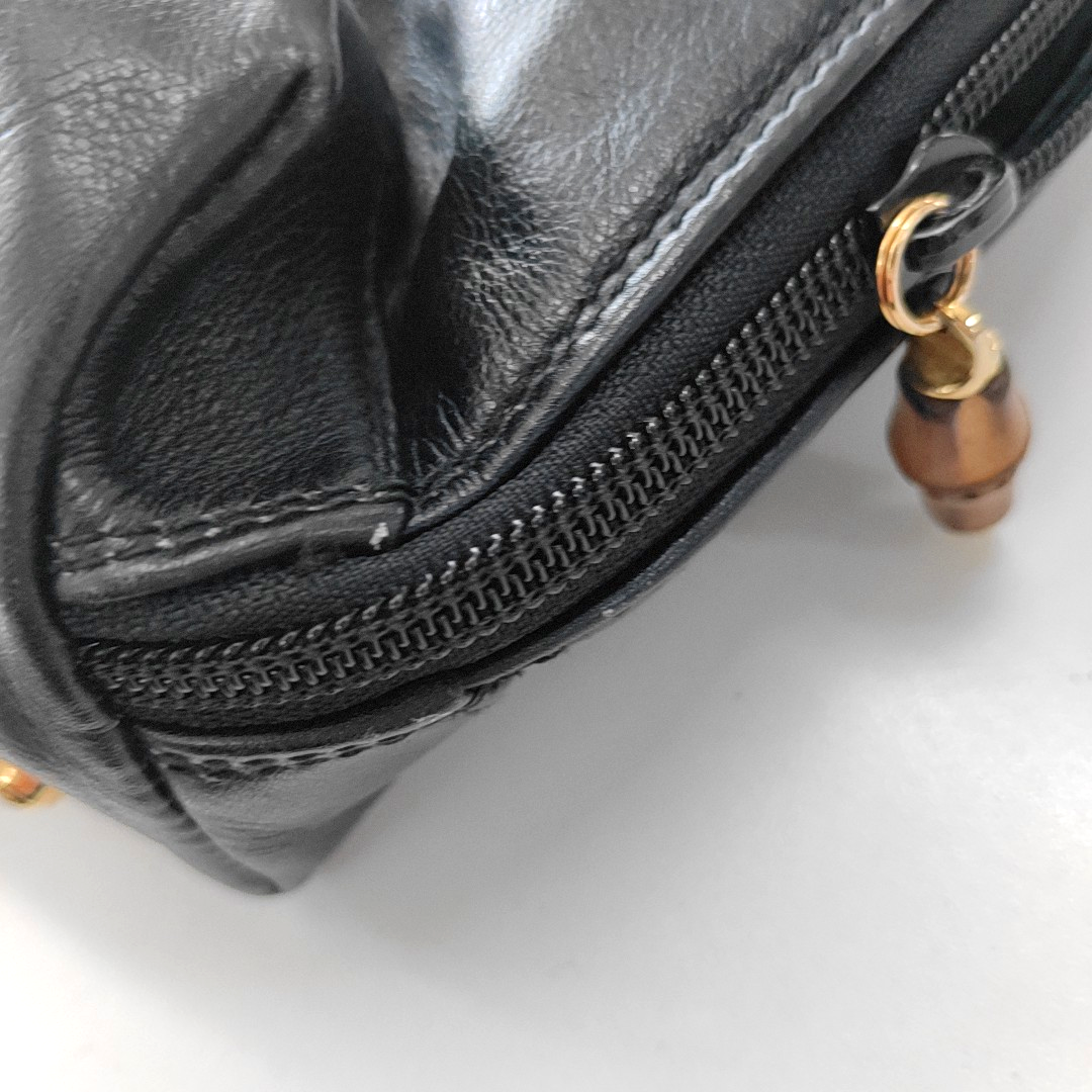 GUCCI Black Leather Tote Bag Shoulder Bag Golden hardware-(SKU)-14020252