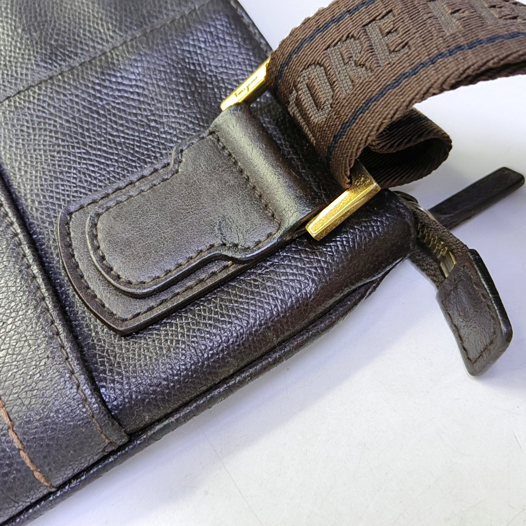 FERRAGAMO Dark Brown Calfskin Single Shoulder Tote Bag Crossbody Bag Golden hardware-(SKU)-943478247