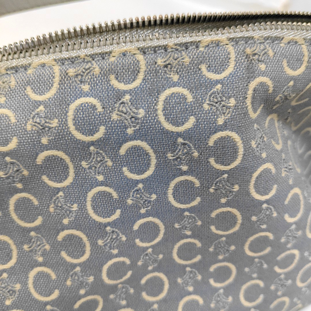 CELINE Light blue canvas triumph handbag Silver Hardware Removable shoulder strap-(SKU)-959238155