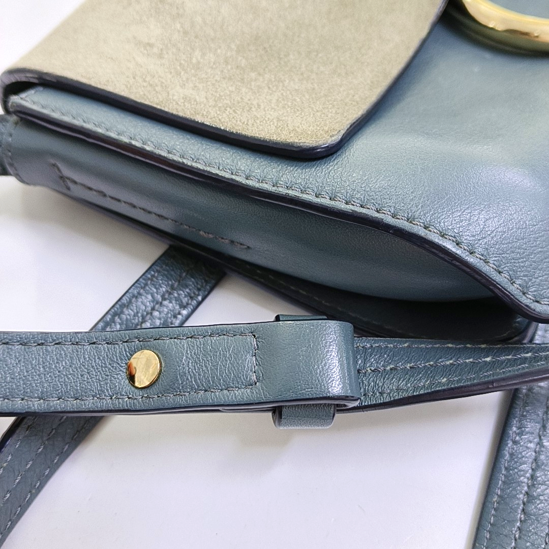 Chloé Faye Small size Haze Blue Calfskin Single Shoulder Bag Crossbody Bag Golden hardware-(SKU)-949108541
