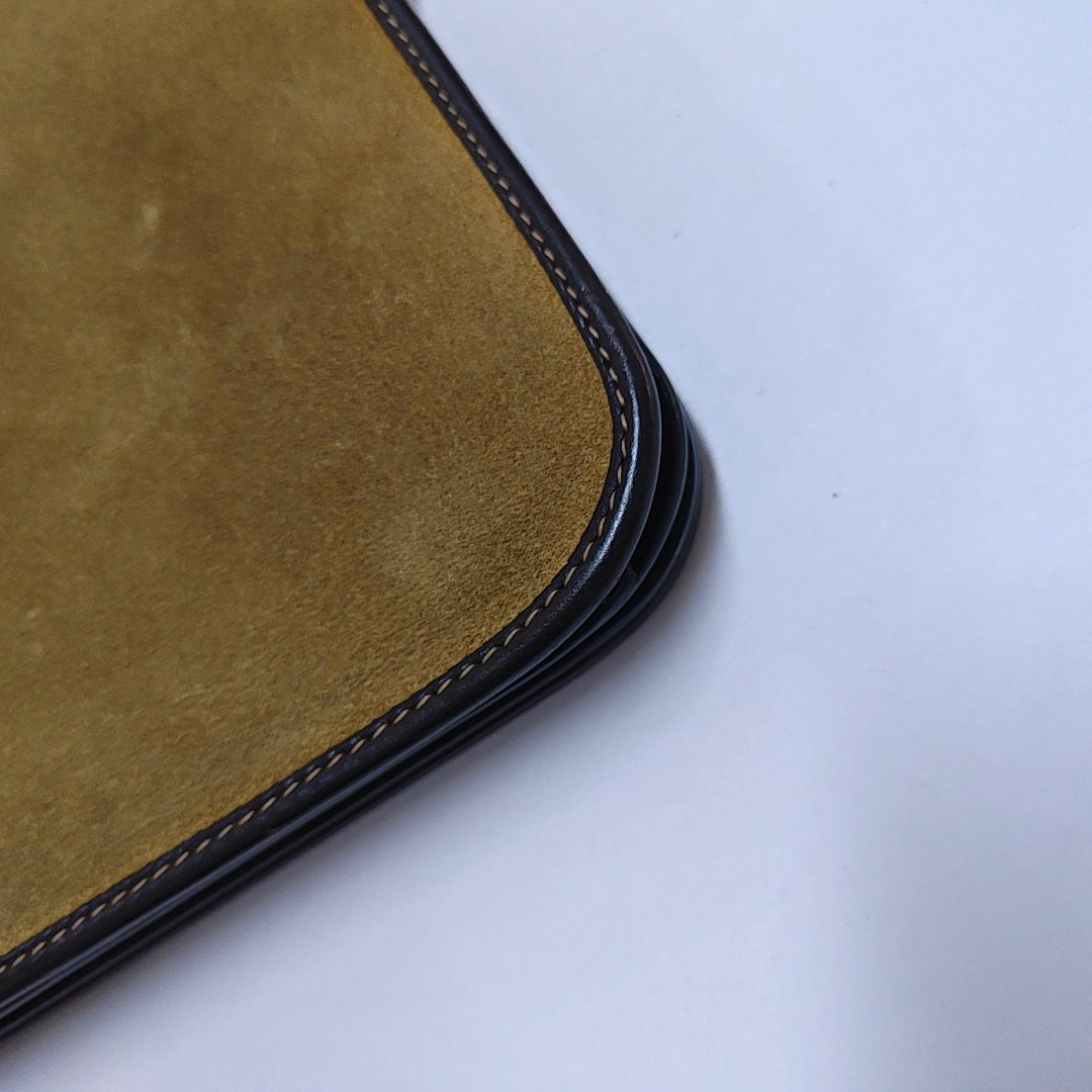 LOEWE Khaki Suede Hand Clutch Golden hardware-(SKU)-947576962
