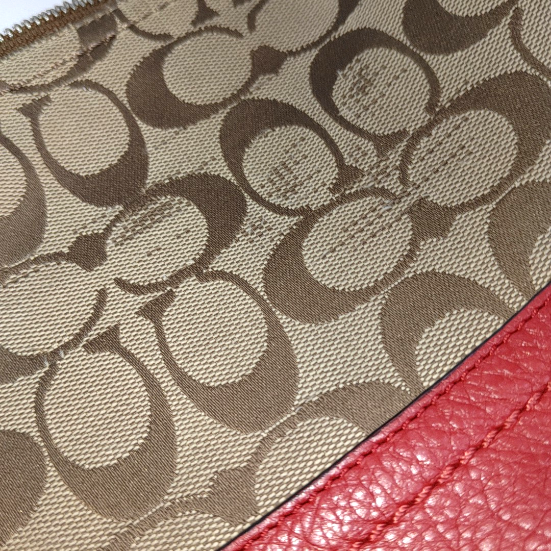 COACH Khaki Canvas VV Floral Single Shoulder Bag Handbag Crossbody Bag Silver Hardware-(SKU)-13751444
