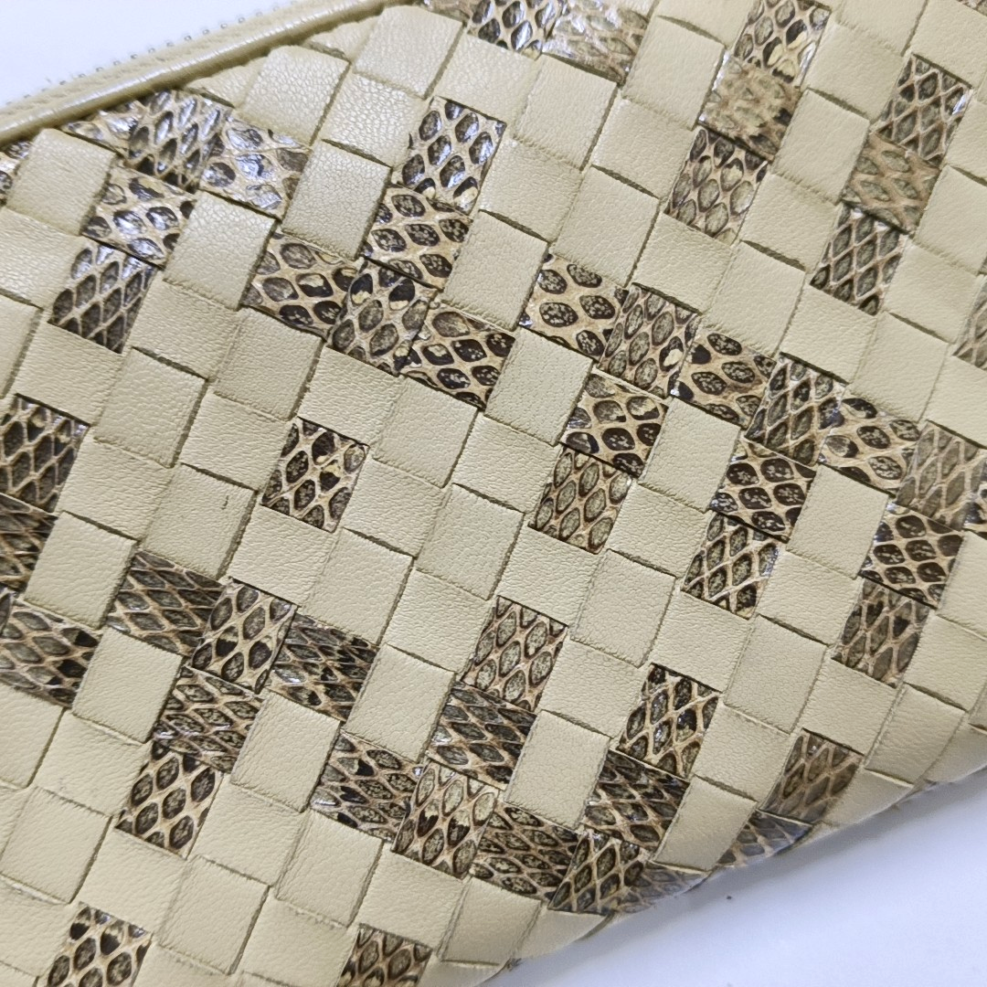BOTTEGA VENETA Khaki Cowhide Braided Wallet Silver Hardware-(SKU)-958796805