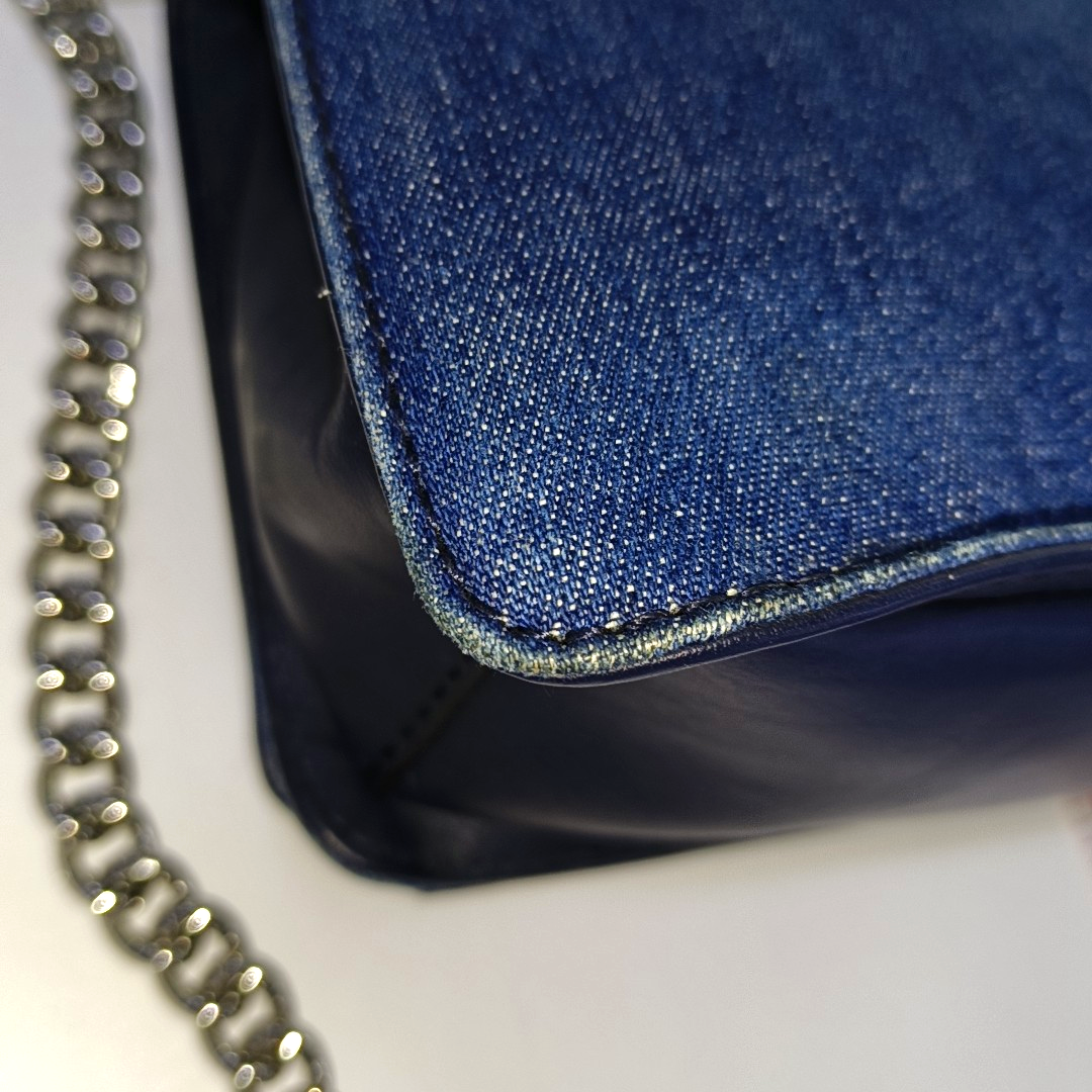 REBECCA MINKOFF Love Blue Leather Quilted Crossbody Shoulder Bag Silver Hardware Removable shoulder strap-(SKU)-935256758