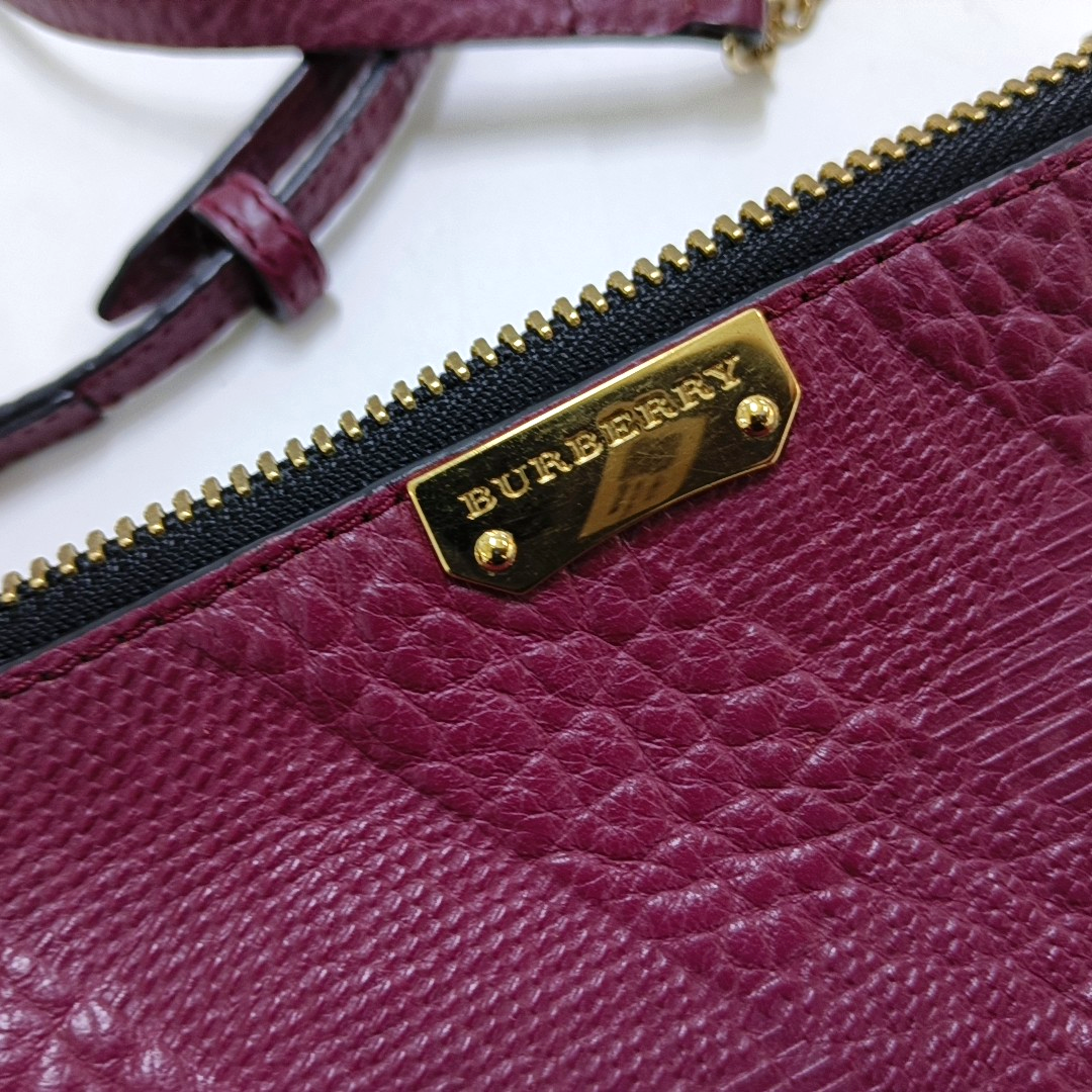 BURBERRY Mildenhall Purple Leather Shoulder and Crossbody Bag Golden hardware Removable shoulder strap-(SKU)-958378180