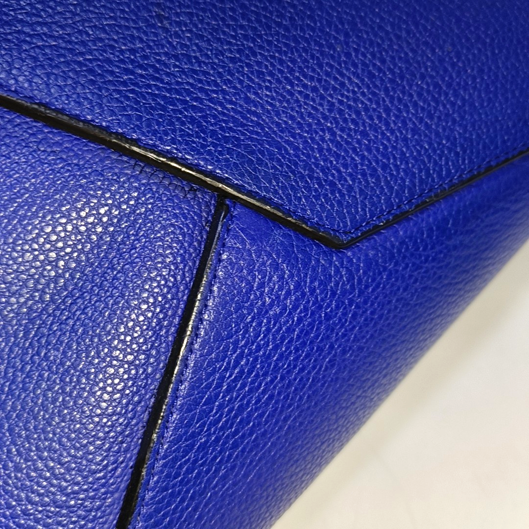 CELINE CABAS PHANTOM Small size Blue cowhide single shoulder bag Golden hardware-(SKU)-939043685