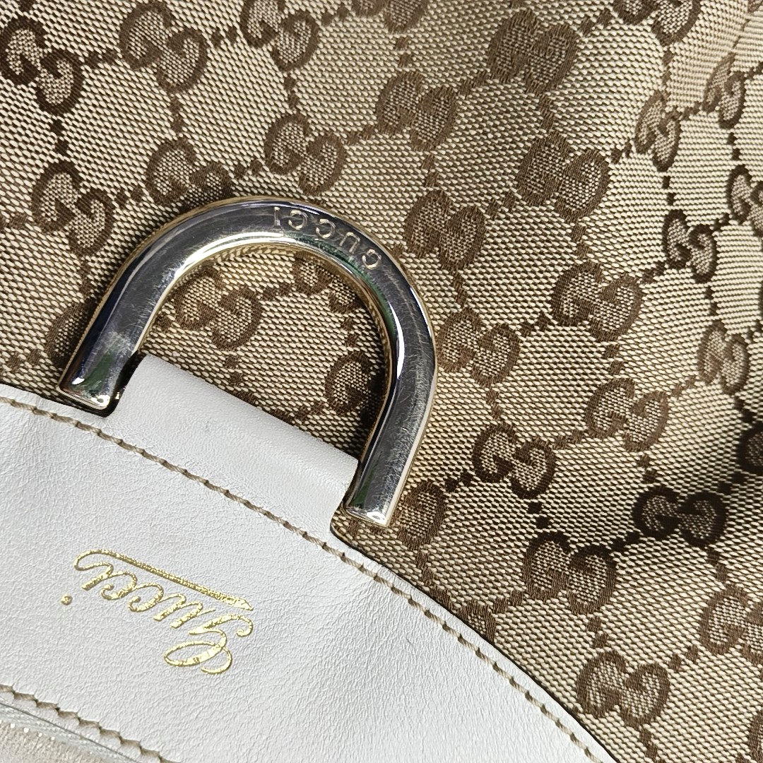 GUCCI D-Ring Large size Brown Canvas Monogram Handbag Single Shoulder Bag Golden hardware-(SKU)-953121476