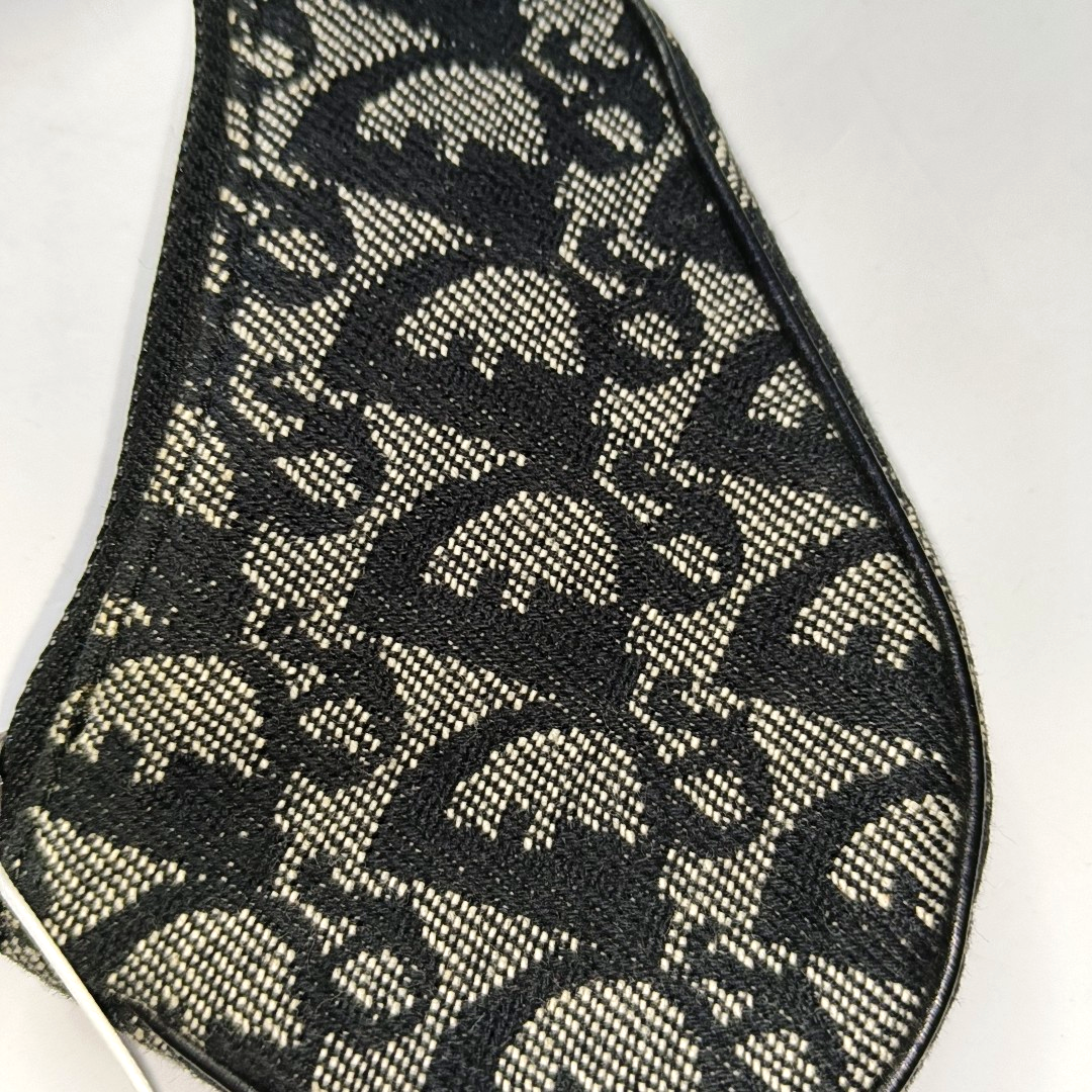 DIOR Saddle Grey Canvas Monogram Mini Coin Purse Ruthenium color hardware-(SKU)-953489833