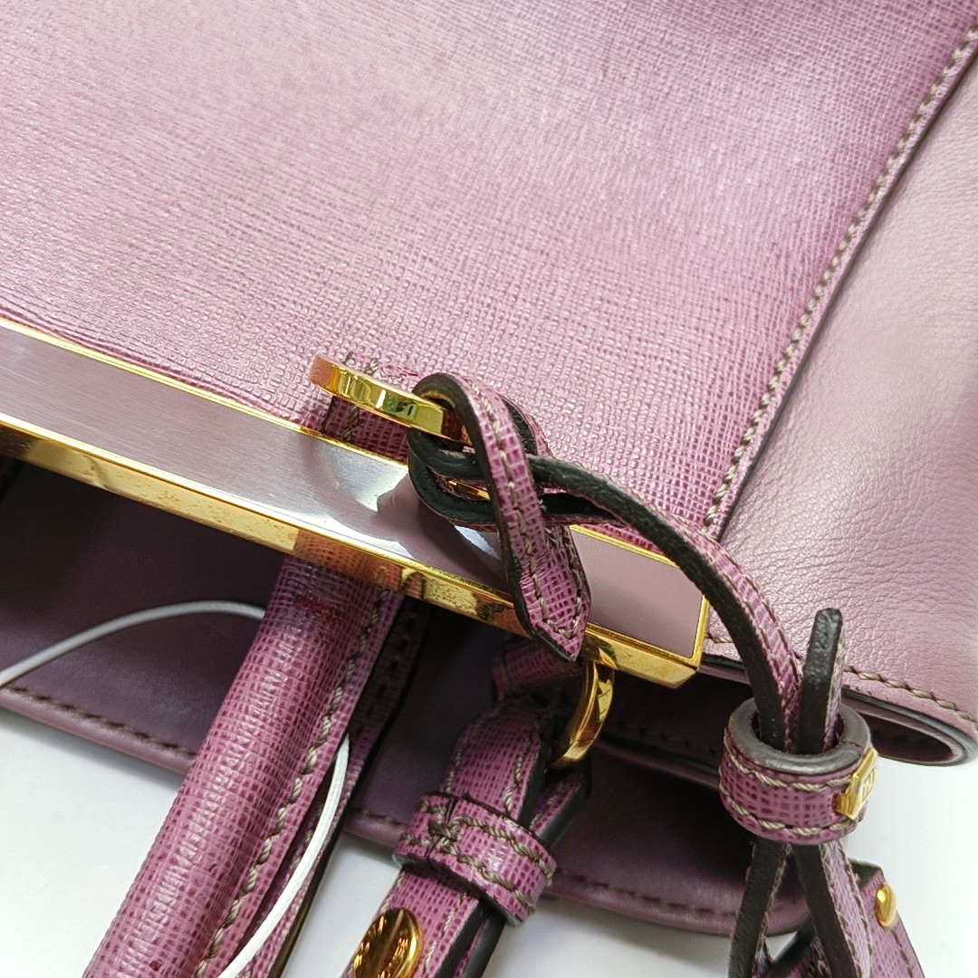 FENDI 2 Jours Small size Purple Leather Crossbody Handbag Single Shoulder Silver Hardware Removable shoulder strap-(SKU)-947556530