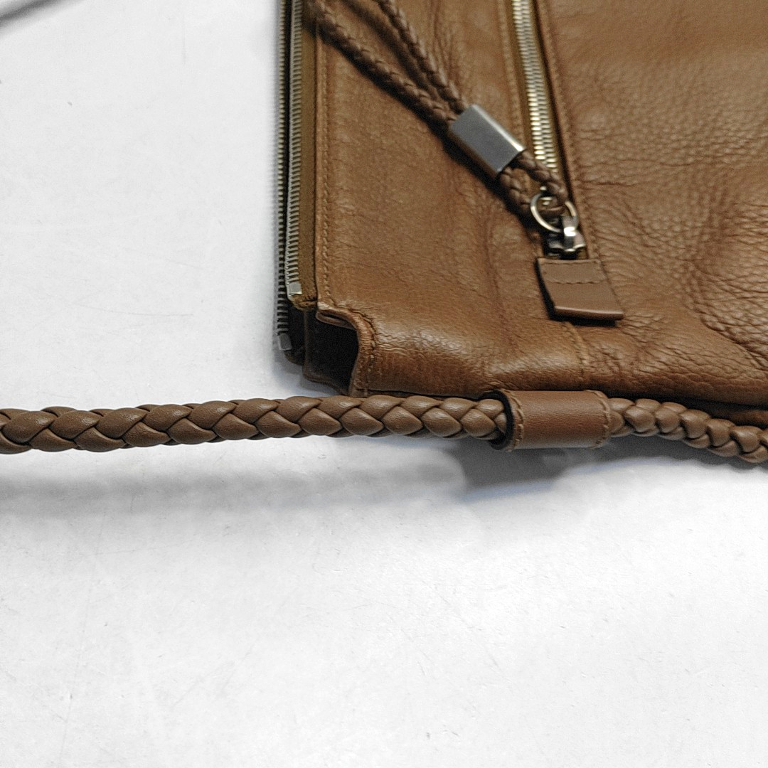GUCCI Brown Cowhide Braided Single Shoulder Bag Crossbody Silver Hardware-(SKU)-946552390