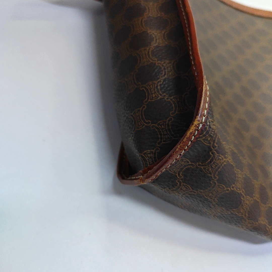 CELINE Brown Coated Canvas Triumph Clutch Golden hardware-(SKU)-946249949