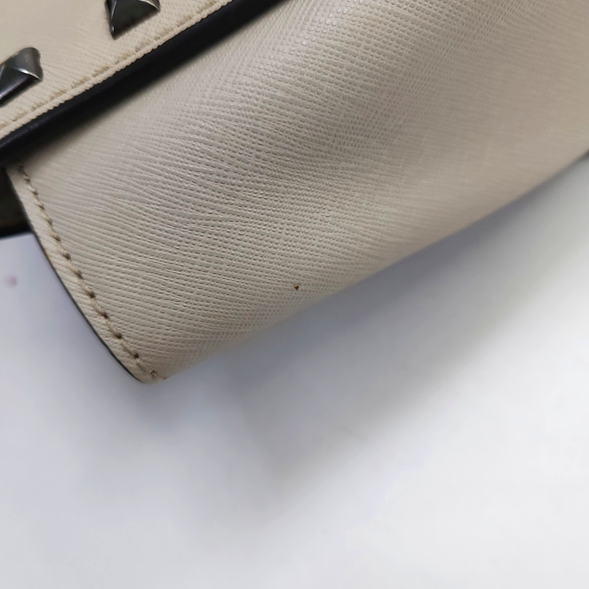 MICHAEL KORS Selma Grey Leather Studs Crossbody Bag Single Shoulder Bag Handbag Silver Hardware Removable shoulder strap-(SKU)-951542845