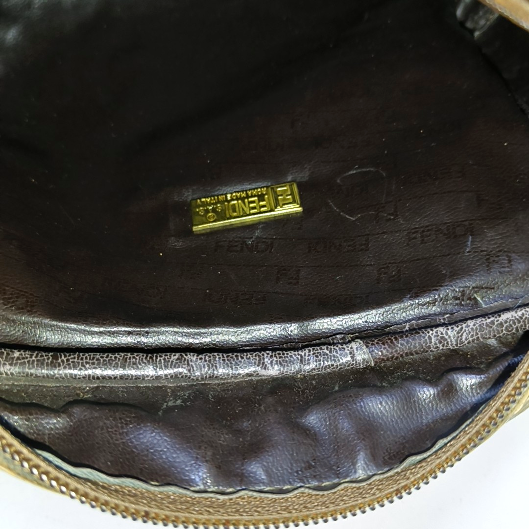 FENDI 棕色涂层帆布双F手拿包 Golden hardware-(SKU)-954838051