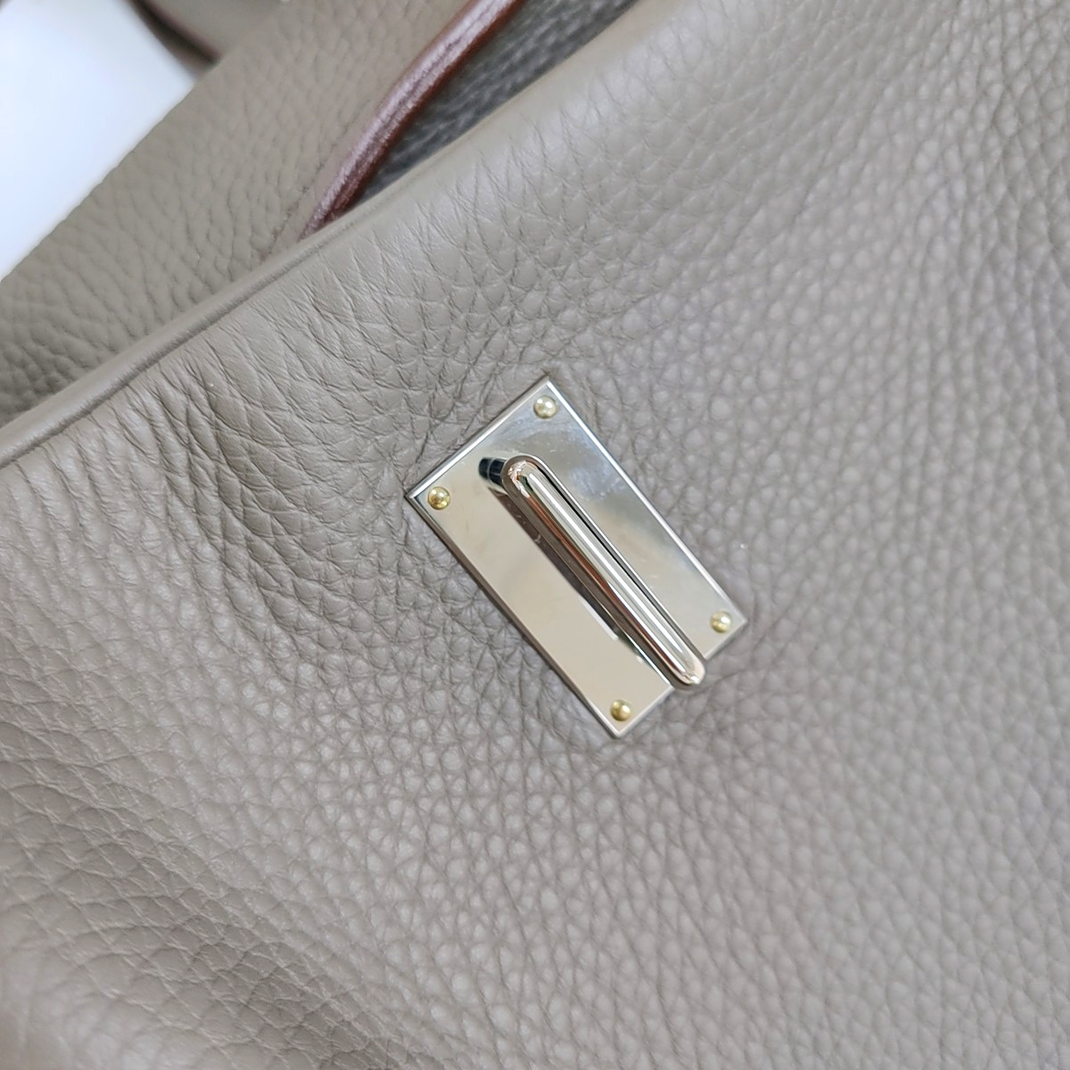 HERMÈS Steve Charcoal Grey Clemence Leather Shoulder Bag Crossbody with Silver Hardware, 🄿-(SKU)-963416776