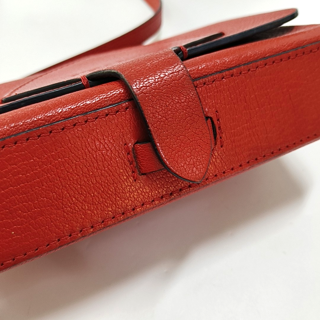 BURBERRY Square Stone Orange Red Cowhide Single Shoulder Bag, Crossbody Golden hardware Removable shoulder strap-(SKU)-959196582