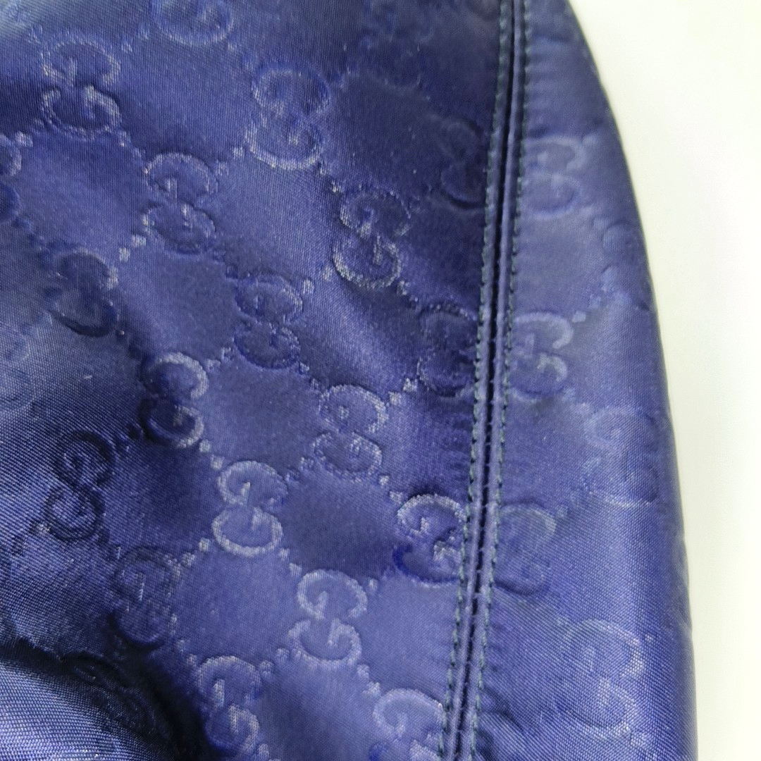 GUCCI Tote bag Dark Blue Nylon Monogram Pattern Handbag Single Shoulder Bag Golden hardware-(SKU)-952740386