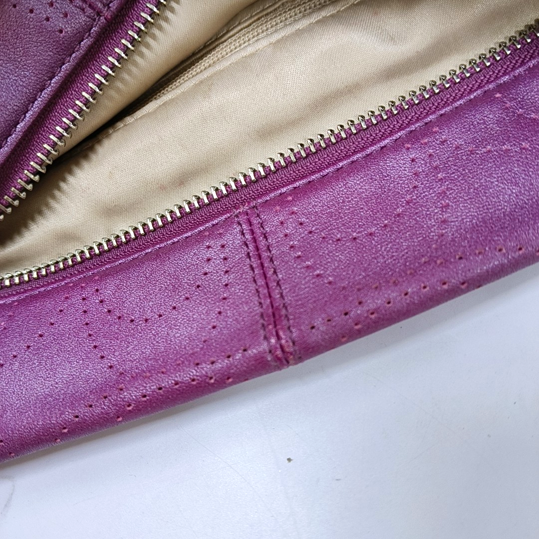 COACH Fuchsia Leather Cut-Out Sling Bag Silver Hardware Removable shoulder strap-(SKU)-928562151
