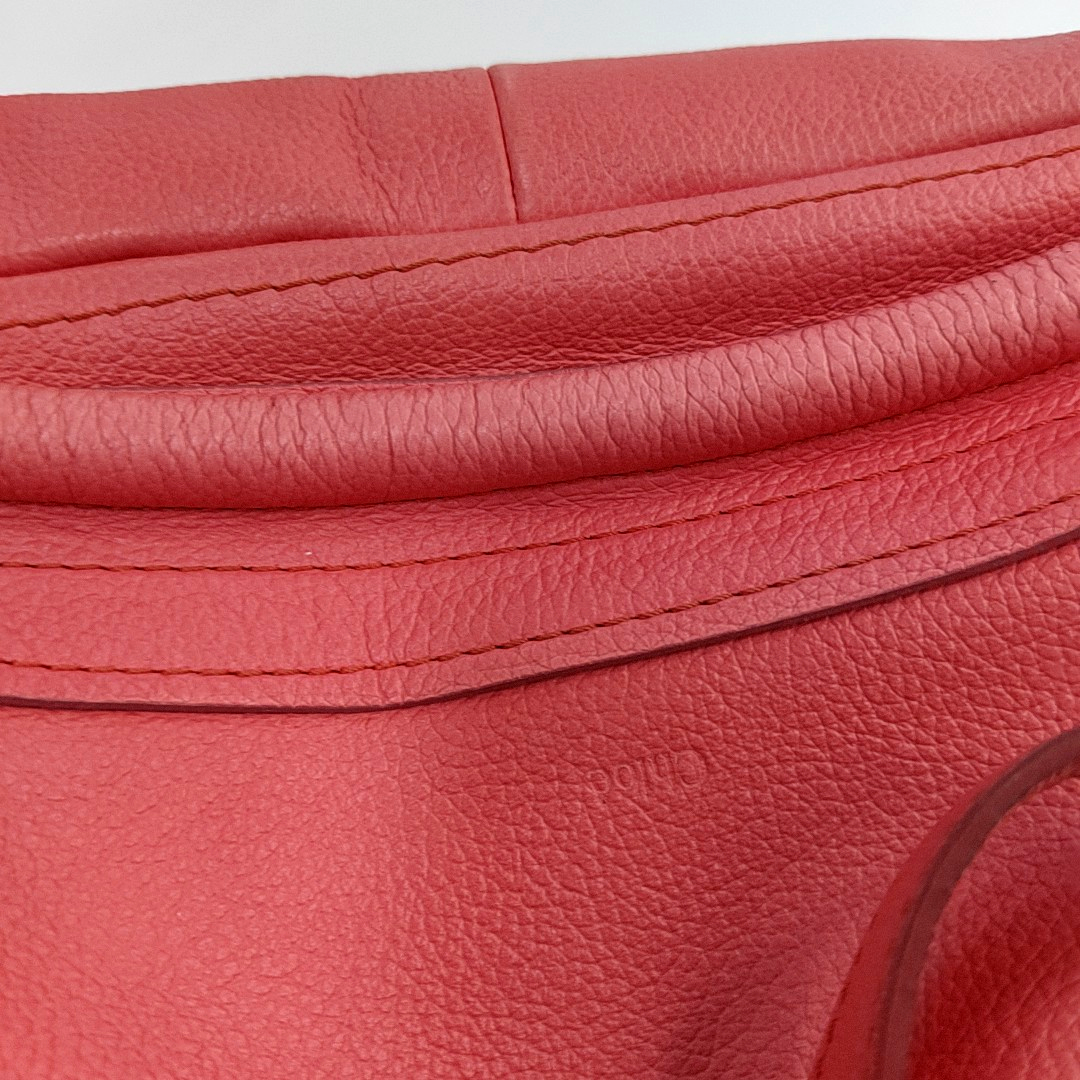 Chloé Paraty Medium size Orange-pink cowhide shoulder bag/crossbody bag/handbag Golden hardware Removable shoulder strap-(SKU)-951656466
