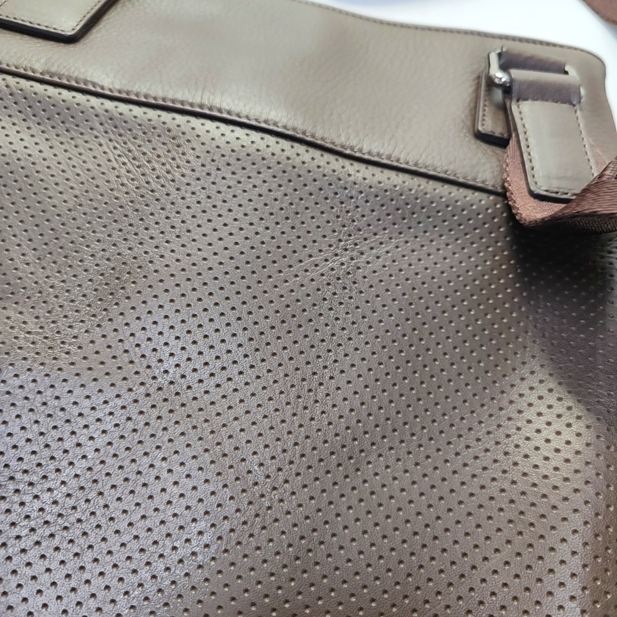 MCM Dark Brown Leather Cutout Crossbody Shoulder Bag Silver Hardware-(SKU)-944545027