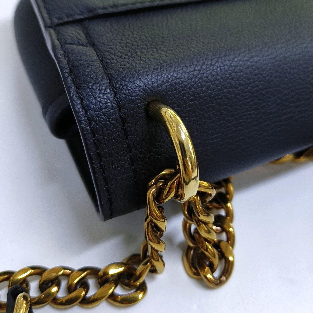 LOUIS VUITTON LOCKME TENDER Small Black Leather Shoulder Bag with Detachable Strap-(SKU)-969960373