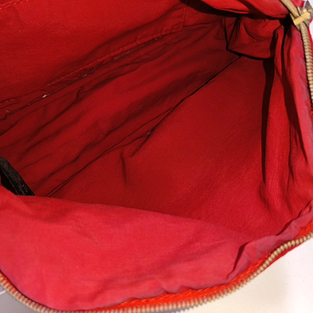 HERMÈS Bolide Medium size Flag Red Canvas Embroidered Handbag Golden hardware-(SKU)-959737695