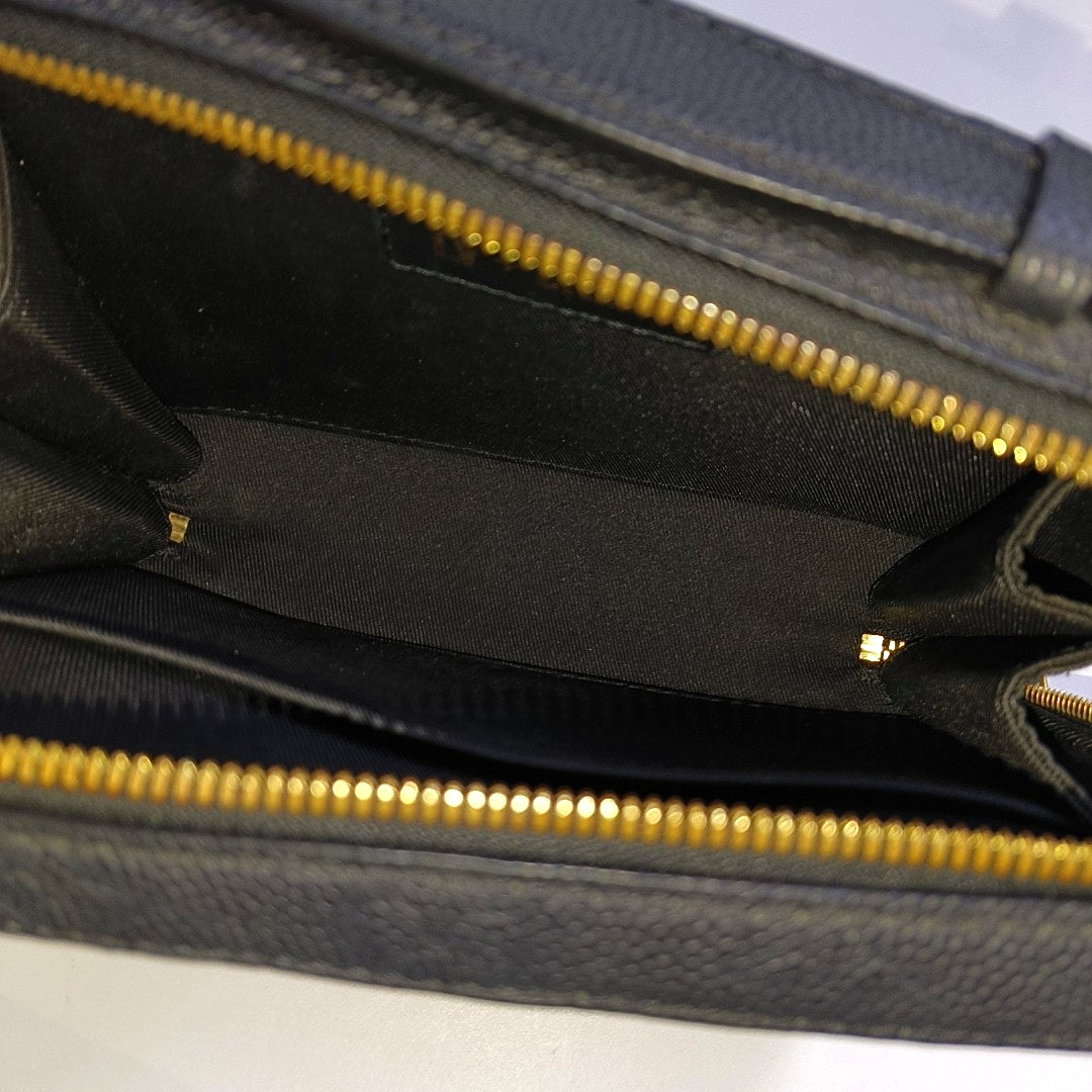 LOUIS VUITTON TRUNK Black Cowhide Messenger Bag Crossbody Bag Handbag Shoulder Bag Golden Hardware Removable Shoulder Strap-(SKU)-967326841