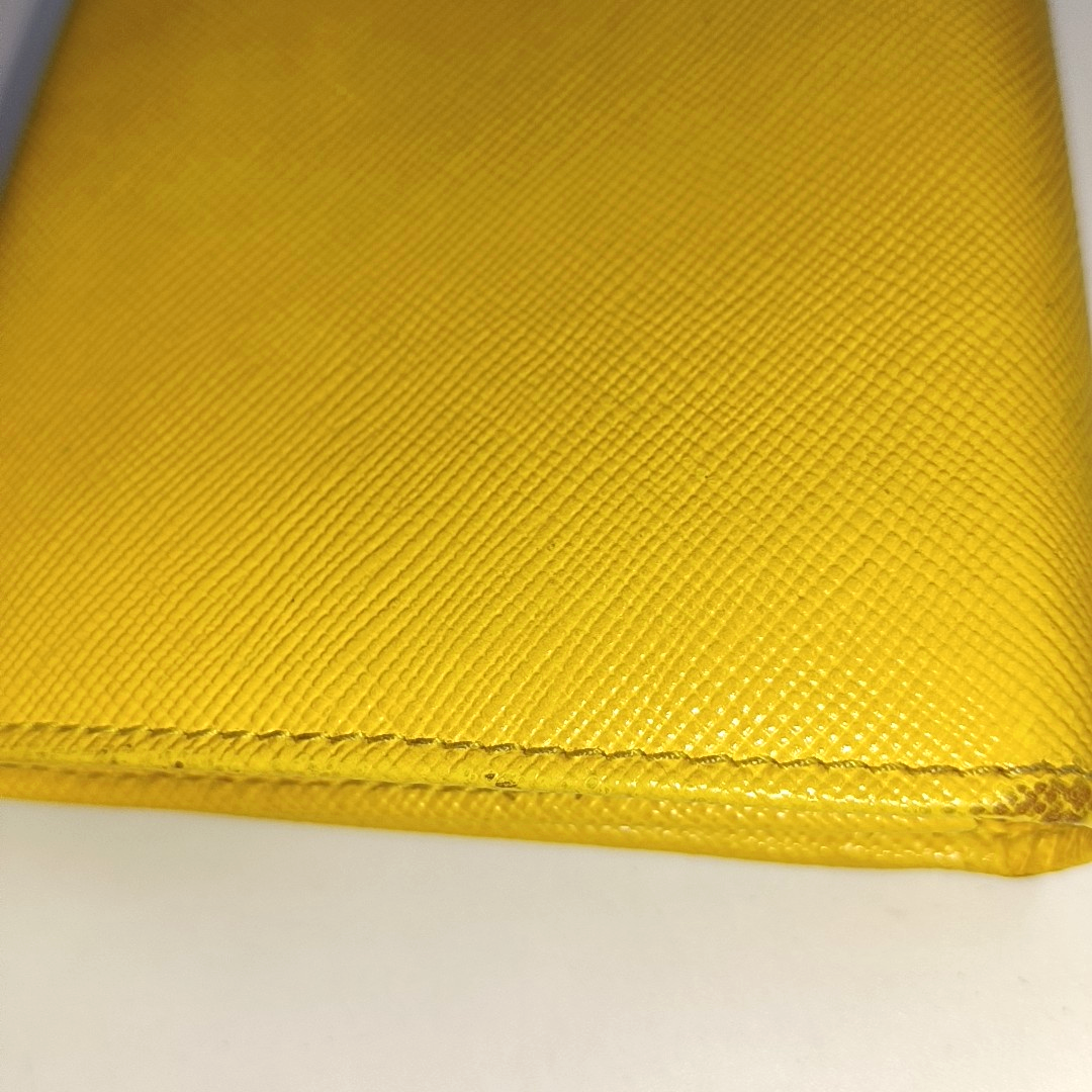 PRADA Yellow Cowhide Cross Grain Wallet Golden hardware-(SKU)-938135493