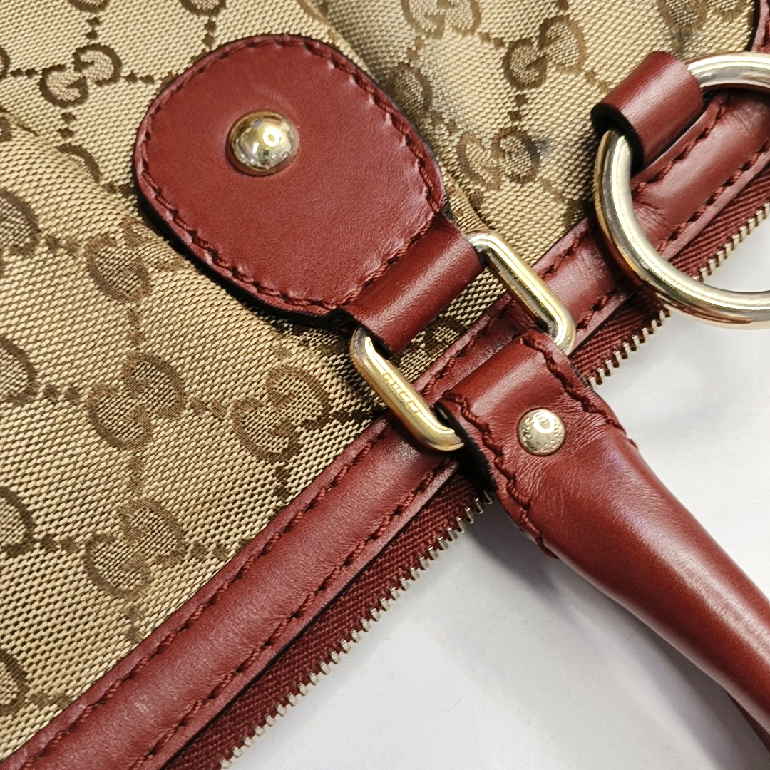 GUCCI Sukey Brown Canvas Old Flower Single Shoulder Bag Tote Bag Crossbody Bag Golden hardware-(SKU)-950557602