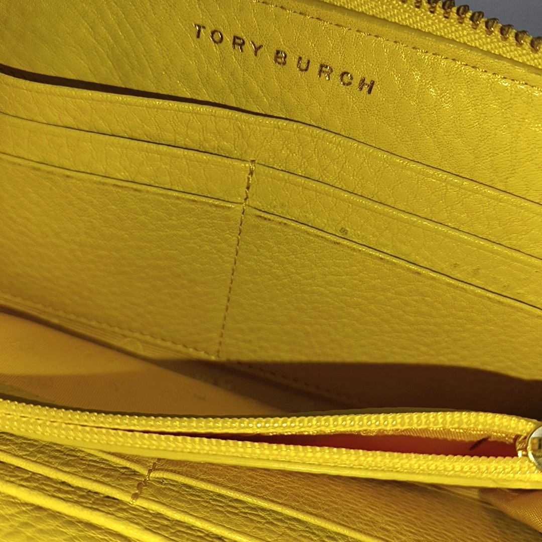 TORY BURCH Walker Yellow Leather Wallet Golden hardware-(SKU)-942221638