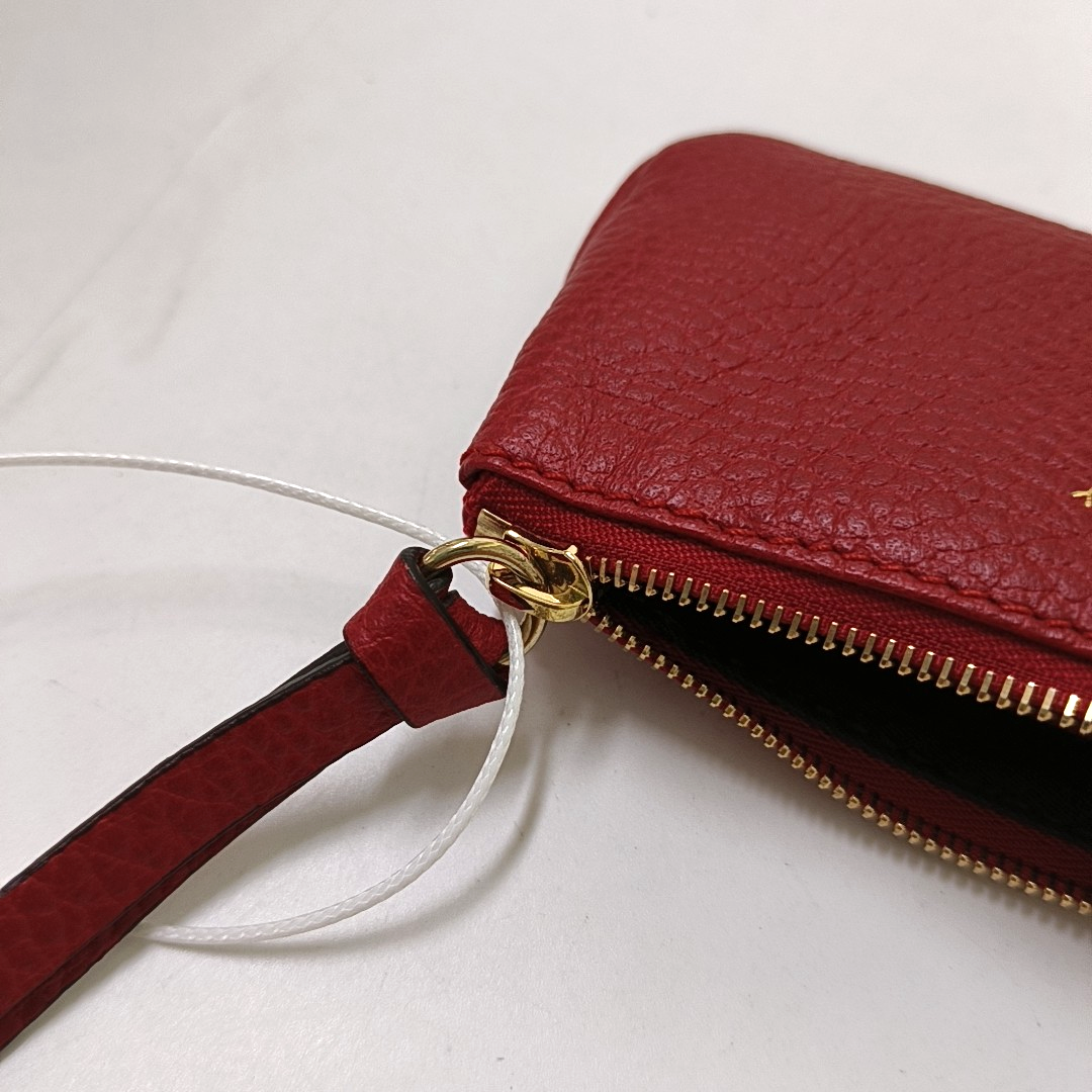 GUCCI Red Leather Change Purse Golden hardware-(SKU)-943942192