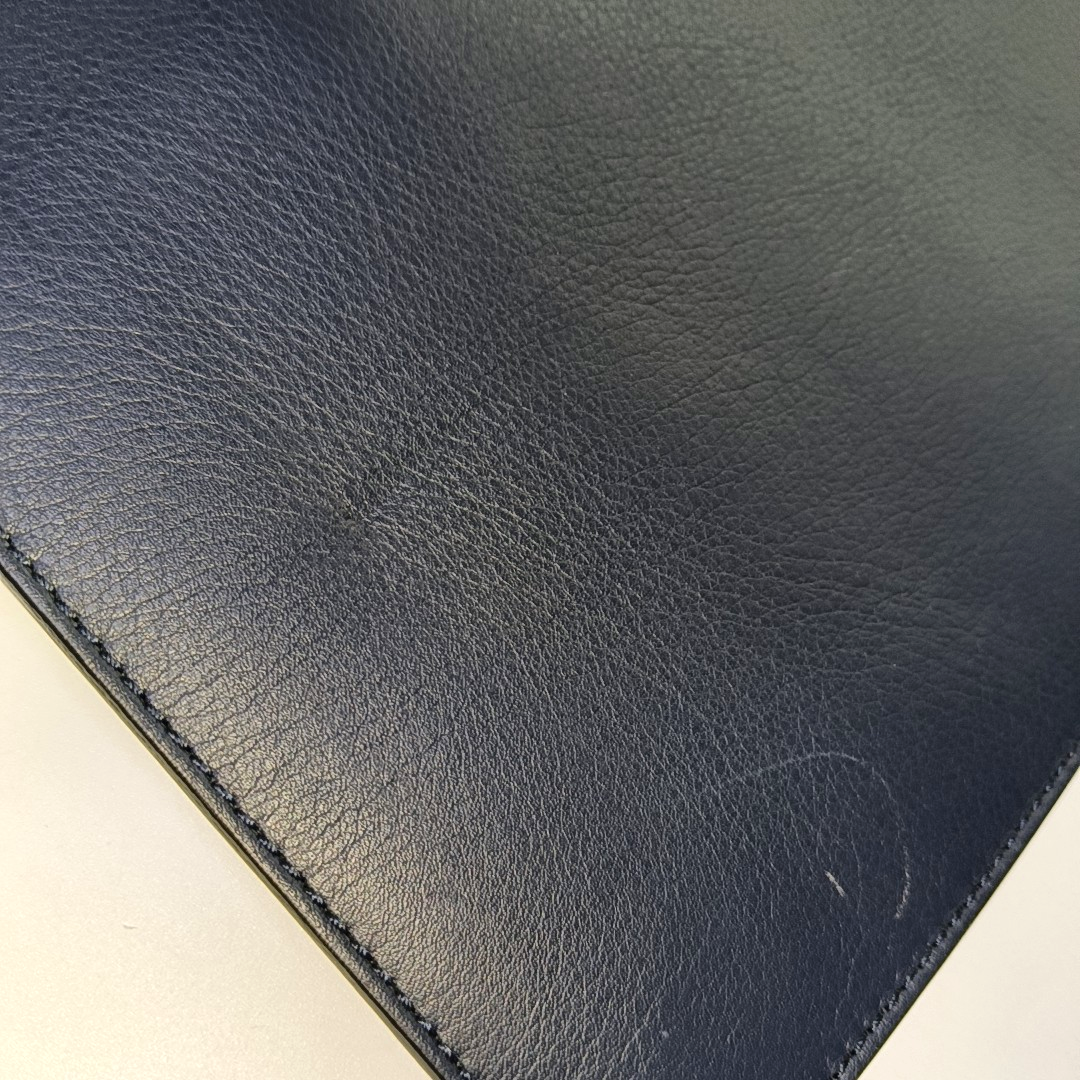 HUGO BOSS Dark Blue Leather Clutch Silver Hardware-(SKU)-935316748