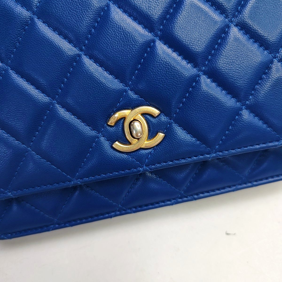 CHANEL WOC Blue Calfskin Quilted Diamond Pattern Crossbody Shoulder Bag Silver Hardware 30 Clasp-(SKU)-949176648