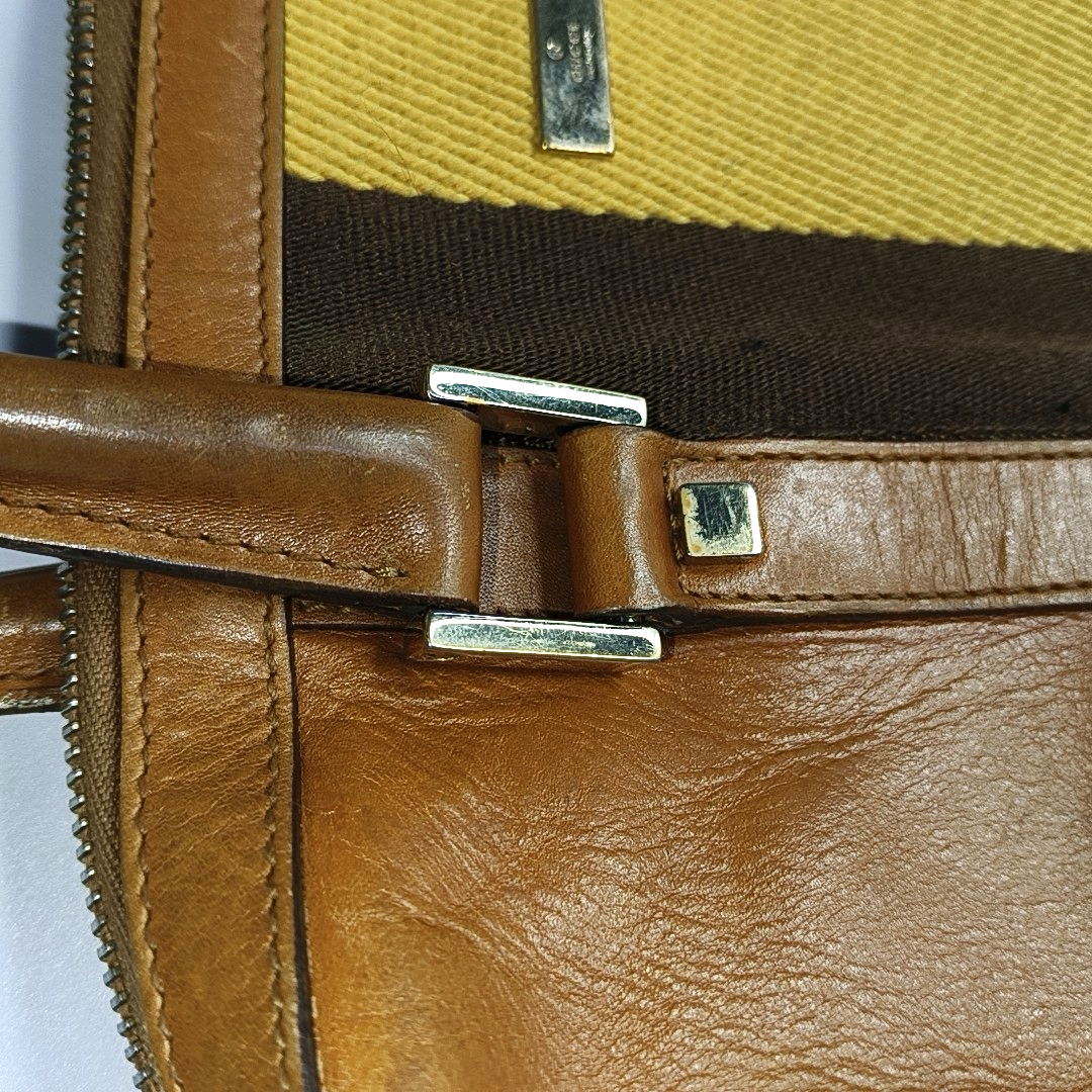 GUCCI Brown Leather Tote Bag Shoulder Bag Golden hardware-(SKU)-932783273