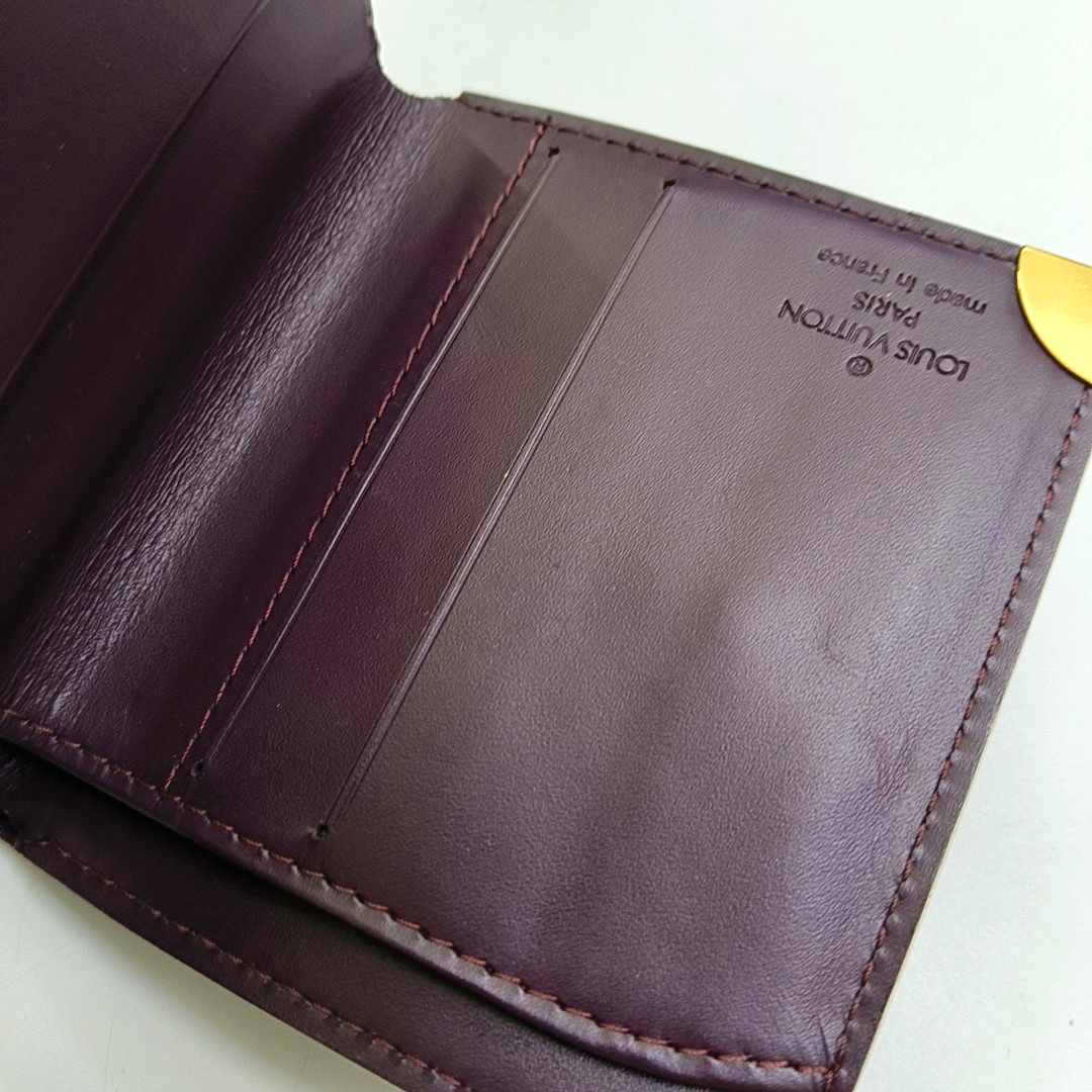 LOUIS VUITTON INTERNATIONAL Burgundy Lamb Leather Wallet Golden hardware-(SKU)-956129295