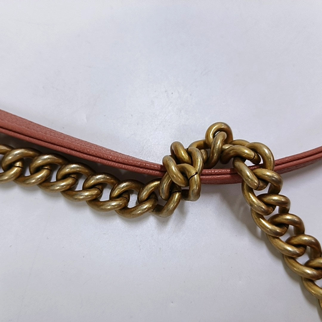 CHANEL FRONT CHAIN FLAP BAG Orange Pink Lamb Skin Quilted Shoulder Bag Tote Bag Crossbody Golden Hardware 25cm-(SKU)-969717289