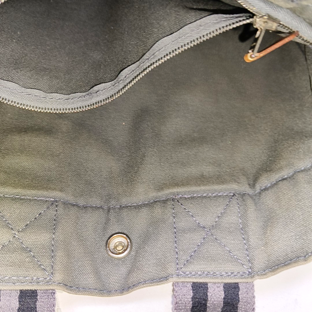 HERMÈS Fourre Tout Cumulonimbus Gray Canvas Handbag Silver Hardware-(SKU)-959372651