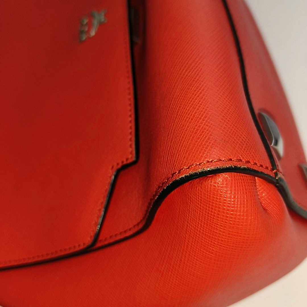 MCM ELDA Red Cowhide Embossed Single Shoulder Bag Silver Hardware Removable shoulder strap-(SKU)-13990145