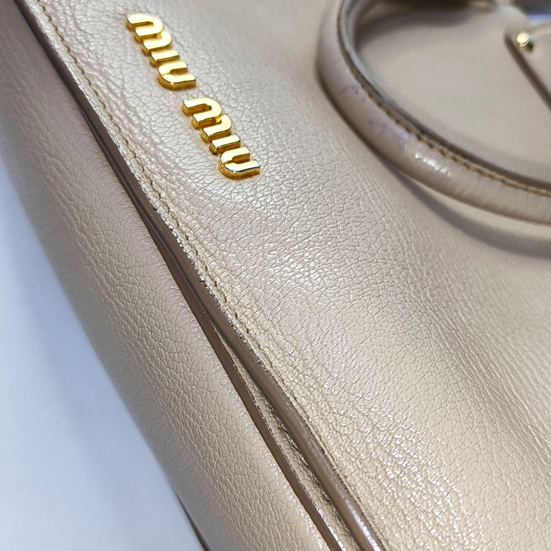 Miu Miu Tote bag Nude Pink Leather Single Shoulder Bag Tote Bag Golden hardware Removable shoulder strap-(SKU)-951760911