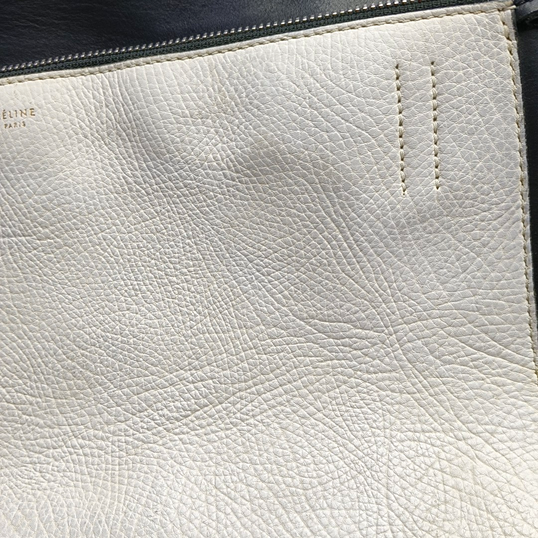 CELINE EDGE Medium size White Leather Handbag Silver Hardware-(SKU)-956017096