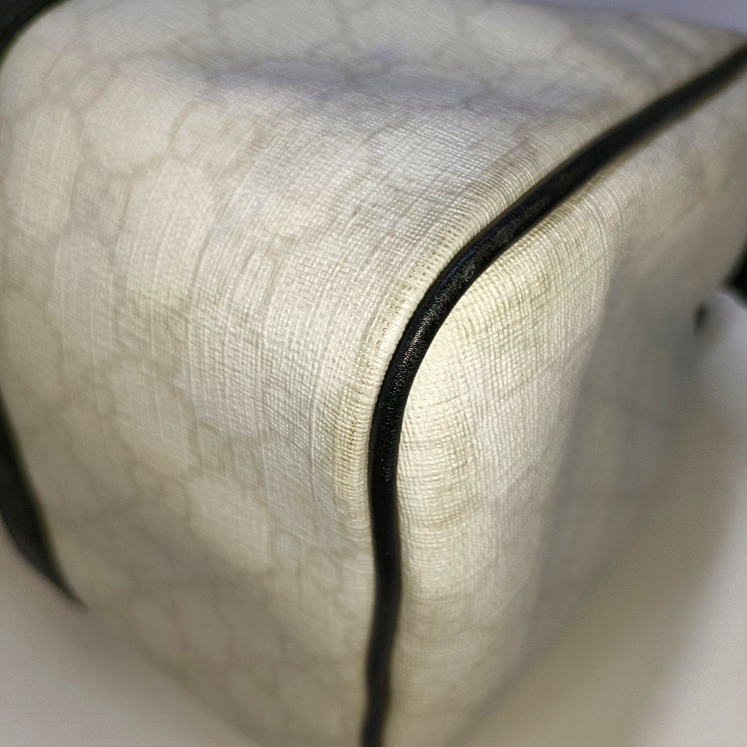GUCCI Joy White Coated Canvas Monogram Handbag Golden hardware-(SKU)-942429656