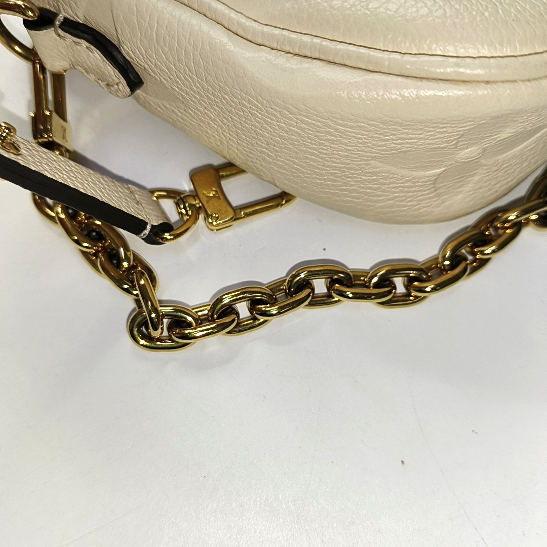 LOUIS VUITTON IVY Beige Leather Monogram Embossed Shoulder Bag Handbag Golden Hardware 2 Removable Straps-(SKU)-957574255