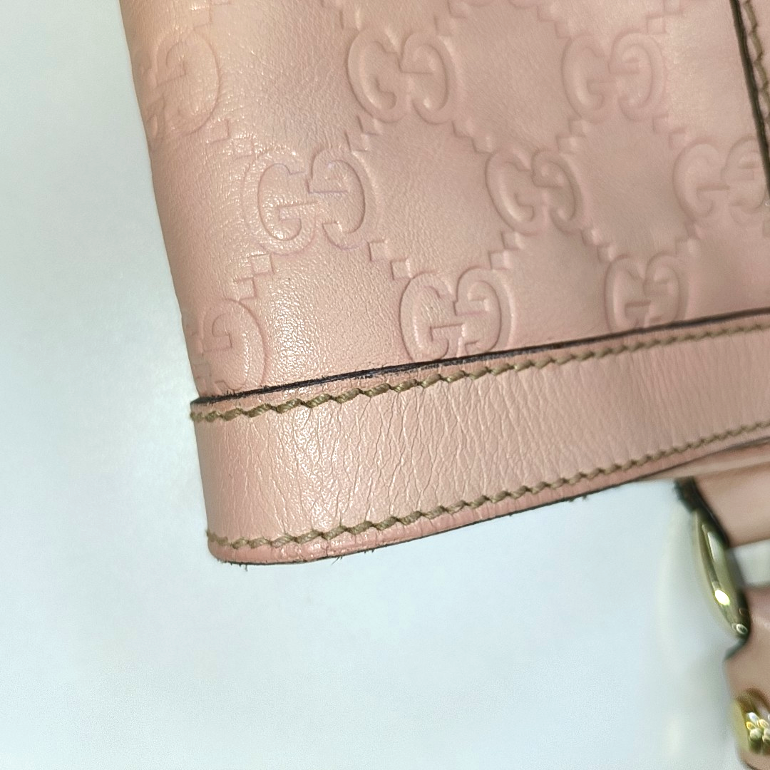 GUCCI D Gold Nude Pink Calfskin Monogrammed Tote Bag Single Shoulder Bag Golden hardware-(SKU)-13640994