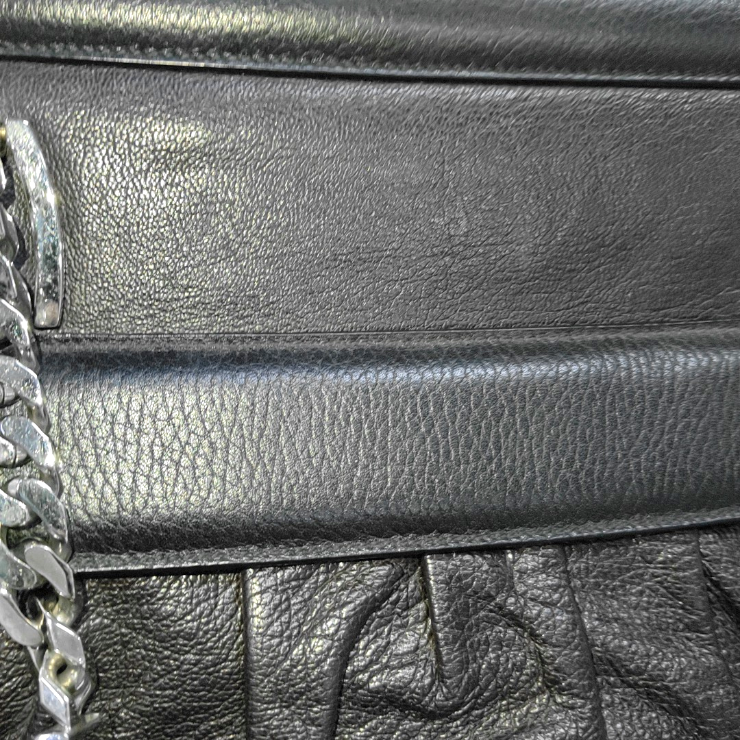 Cartier Tote bag Black Leather Single Shoulder Bag Silver Hardware-(SKU)-932283889
