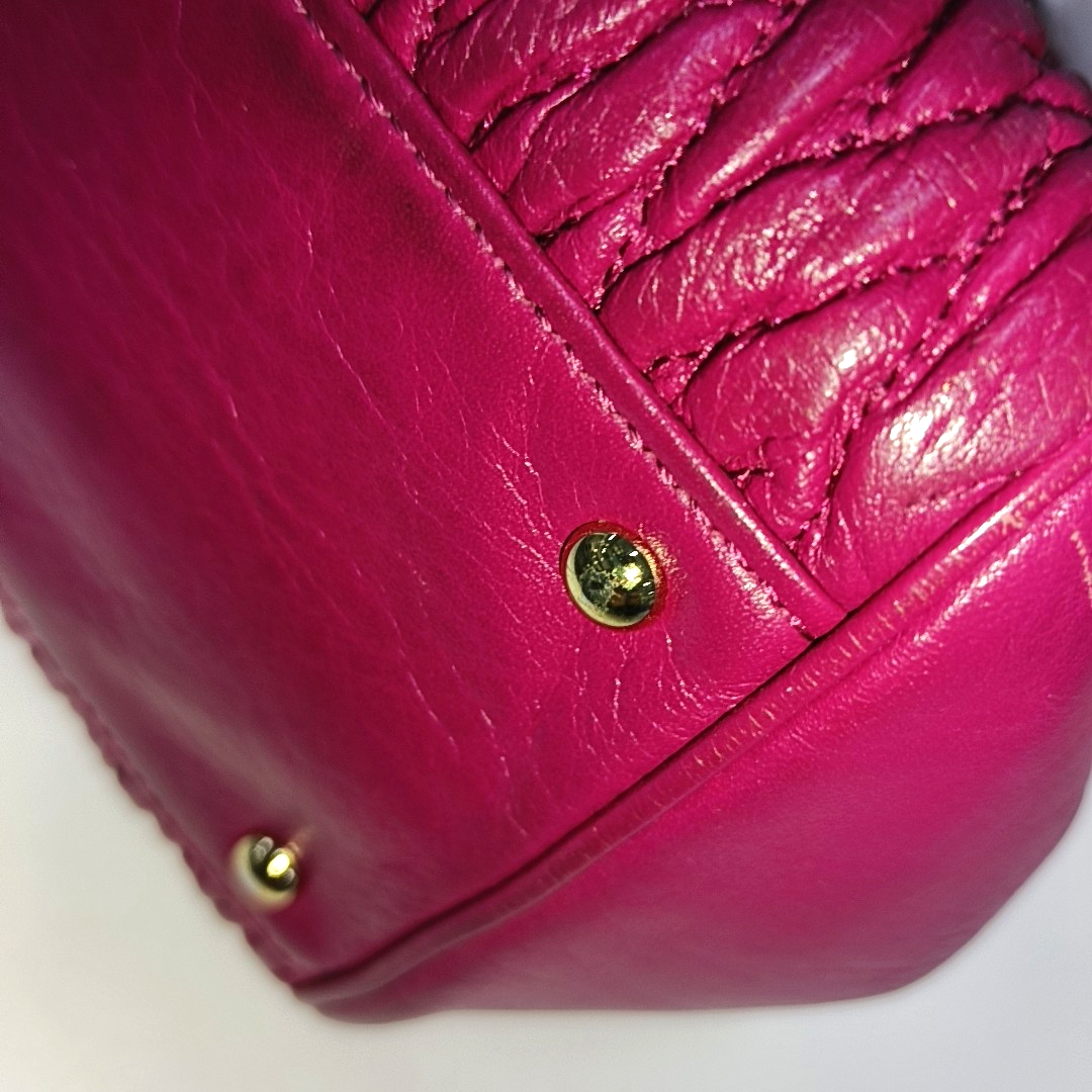 COACH MADISON Fuchsia Leather Single Shoulder Handbag Crossbody Golden hardware-(SKU)-941851369