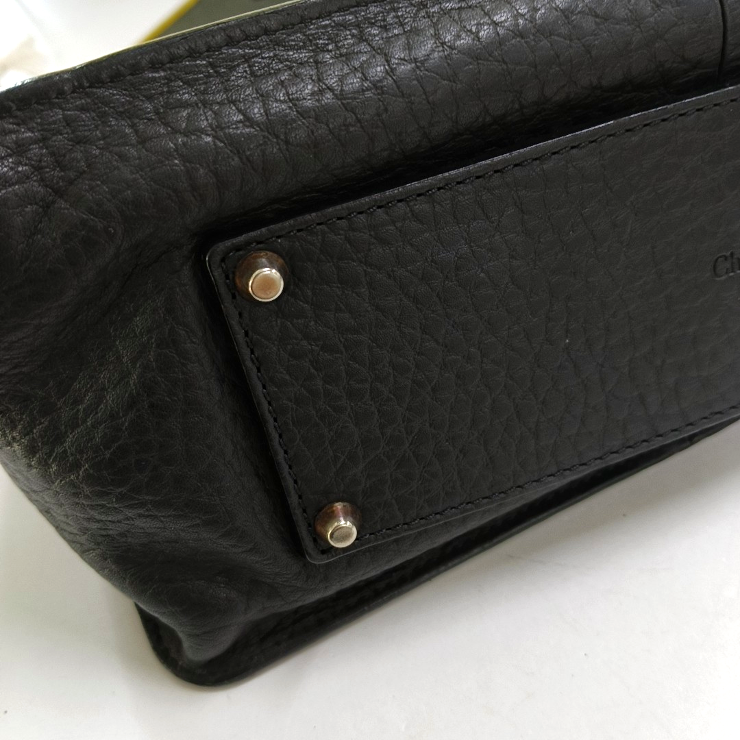Chloé Sally Medium size Black Leather Single Shoulder Bag Golden hardware-(SKU)-947220516