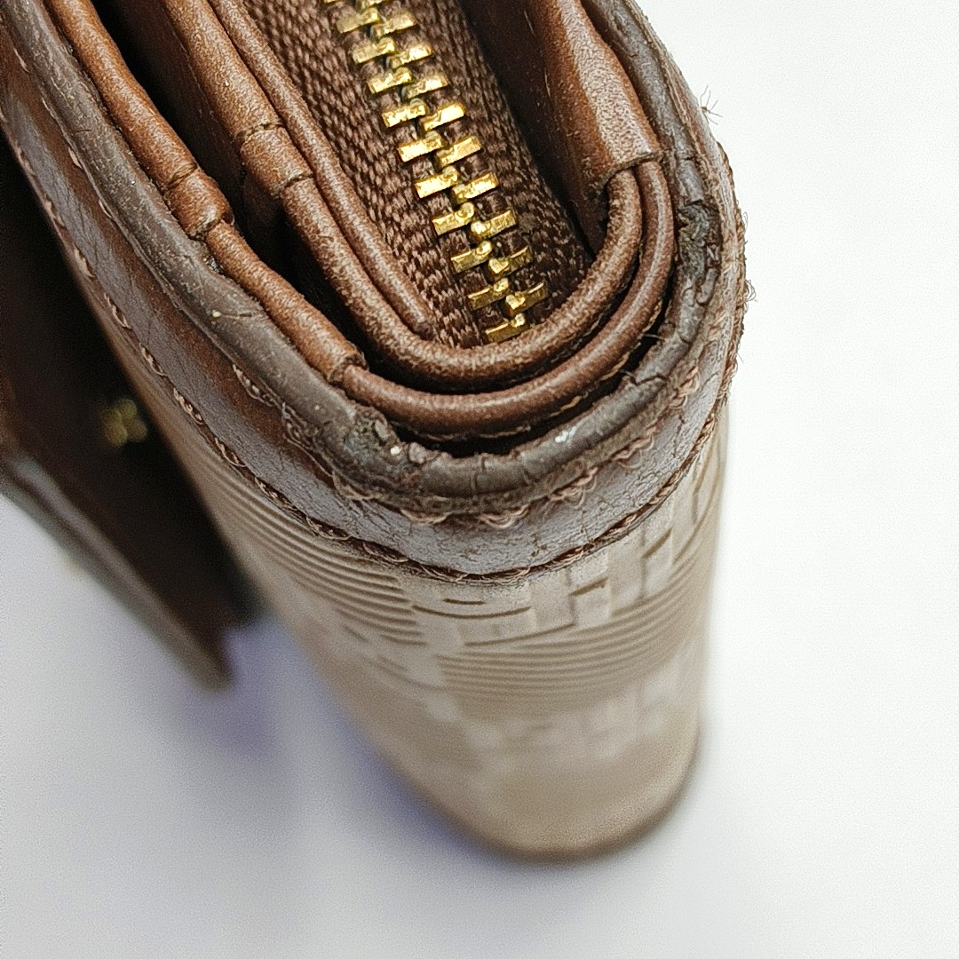 GIVENCHY Brown Leather Embossed Wallet Golden hardware-(SKU)-949930539